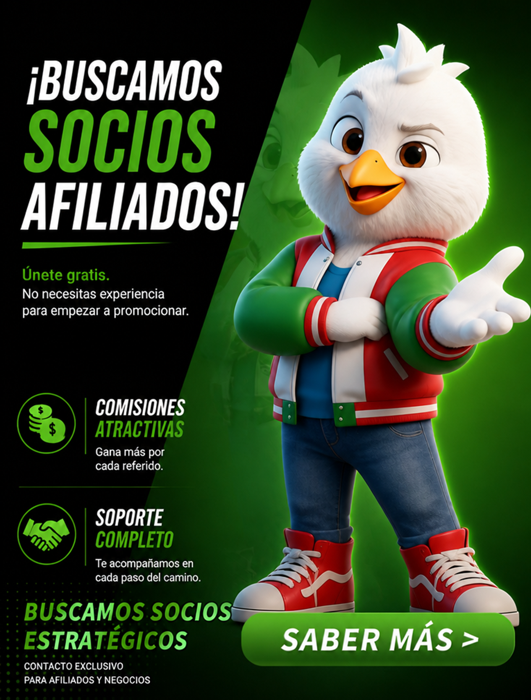 Buscamos socios afiliados con comisiones atractivas y soporte completo